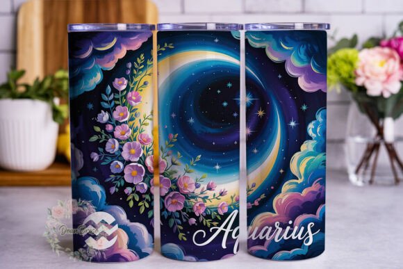 Aquarius Zodiac Floral Moon 20oz Tumbler Design Review
