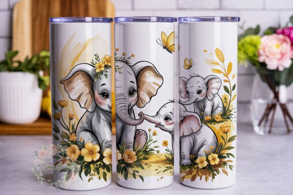 Baby Elephant Yellow Flowers Tumbler Design Review