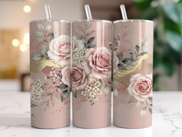 Dusty Rose Gold Floral 20oz Tumbler Design Review
