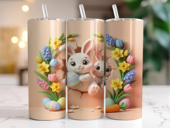 Easter Bunnies Spring Flowers Tumbler Design Review