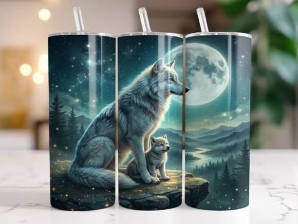 Moonlit Wolf Mother and Cub Design Review