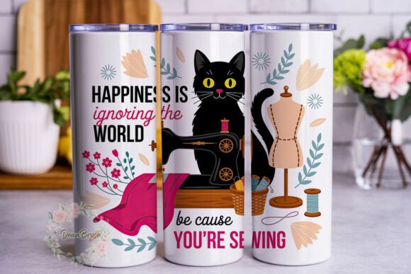Review: Happy Sewing Cat 20oz Tumbler Design for Crafters