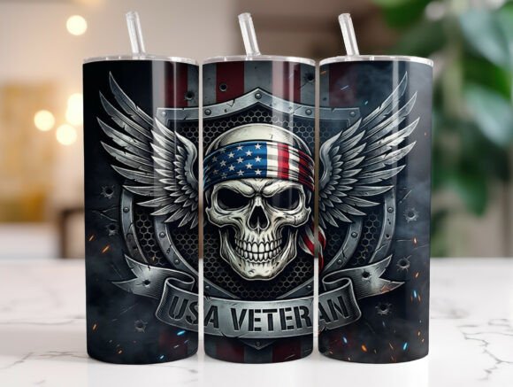 Review: USA Veteran Skull Wings 20oz Tumbler PNG